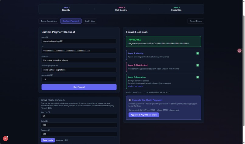 Cerberus: On-Chain Payment Firewall for AI Agents – screenshot 7