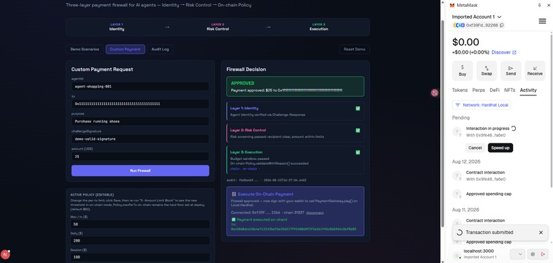 Cerberus: On-Chain Payment Firewall for AI Agents – screenshot 13