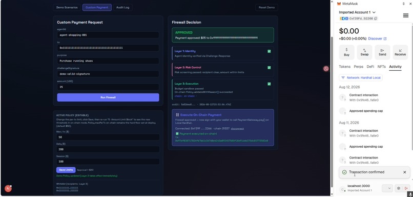 Cerberus: On-Chain Payment Firewall for AI Agents – screenshot 14