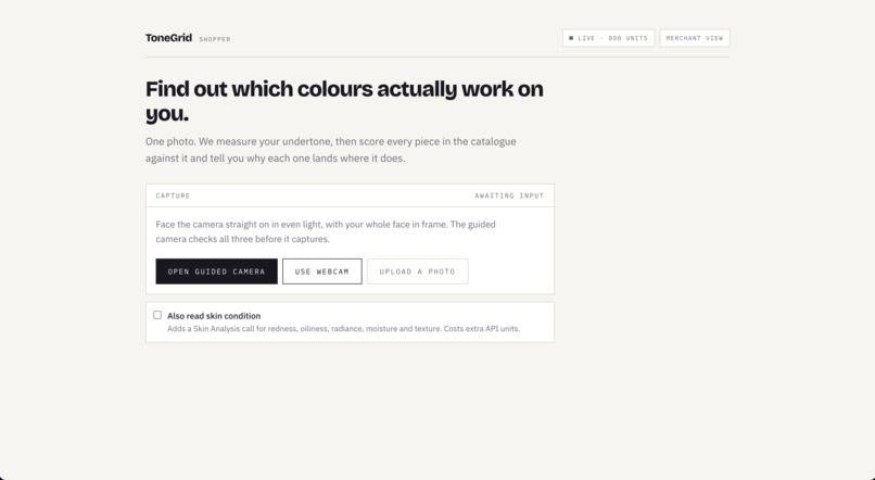 ToneGrid-Skin AI + Apparel VTO – screenshot 1