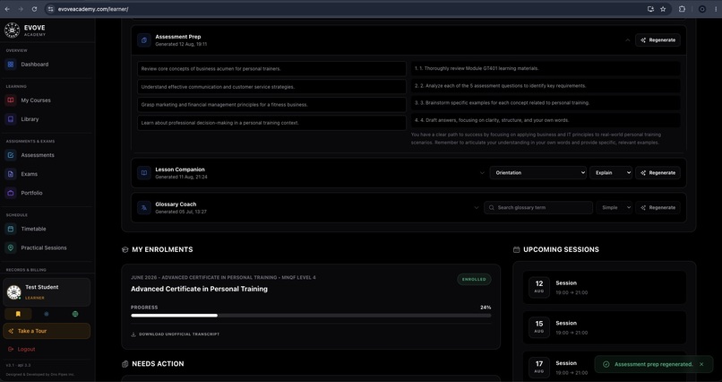 AI Coach Layer for Evove Academy LMS  – screenshot 9