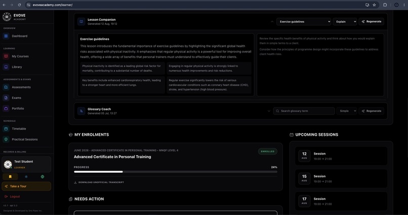 AI Coach Layer for Evove Academy LMS  – screenshot 11