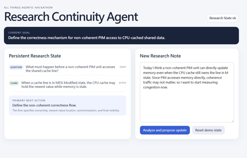 Research Continuity Agent – screenshot 1