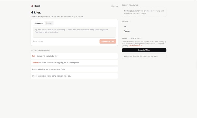Recall – screenshot 2
