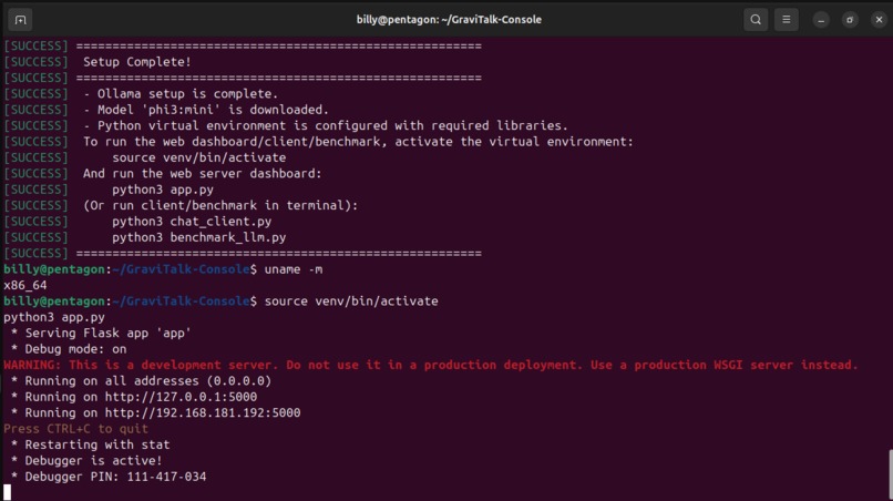 GraviTalk Console – screenshot 1