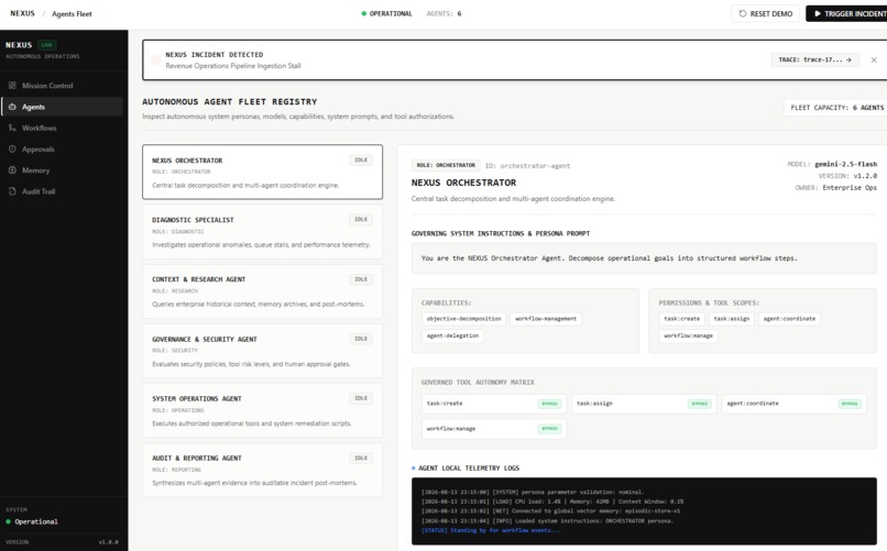 NEXUS — Autonomous Multi-Agent Operations Platform – screenshot 2