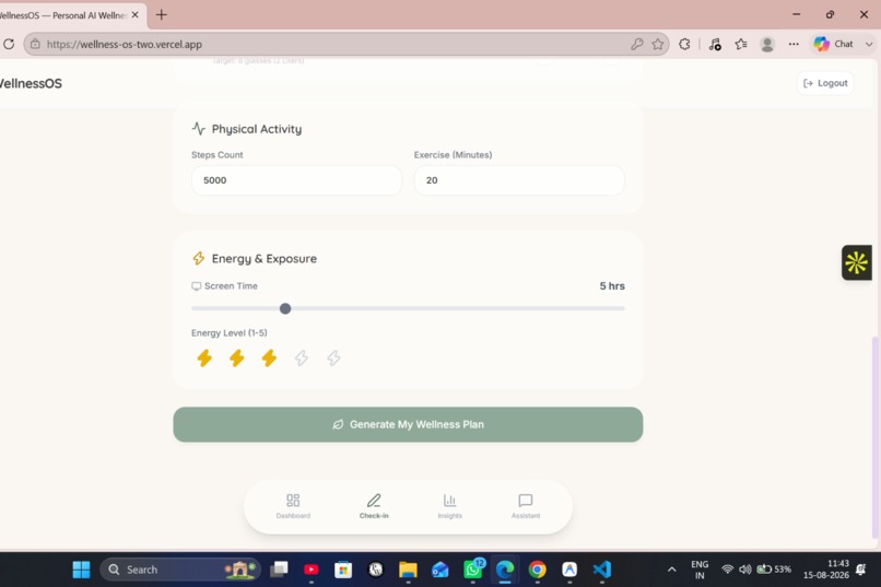 WellnessOS – screenshot 1