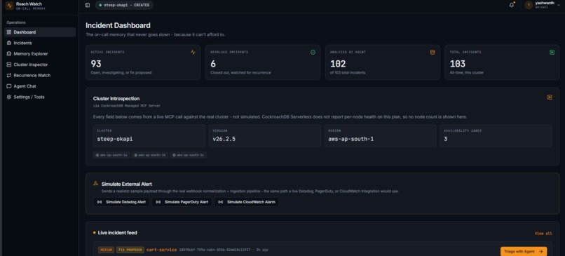 Roach Watch — Agentic Incident Response & Memory Engine – screenshot 2