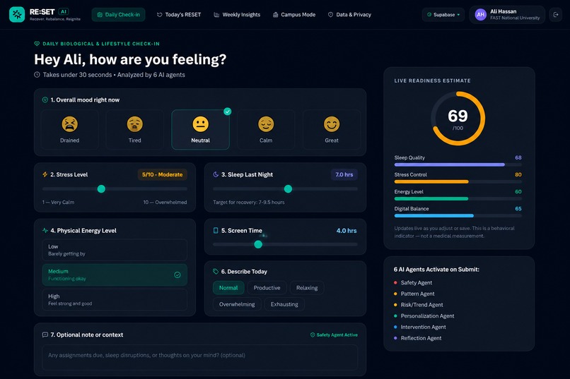 RE:SET — AI-Powered Early Wellness Intervention System – screenshot 1