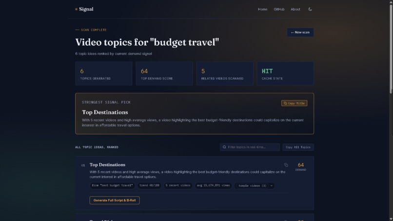 Signal: YouTube Content Automation Pipeline – screenshot 2