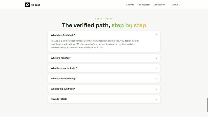 ResLab: The Lab Notebook for Verified Research – screenshot 6