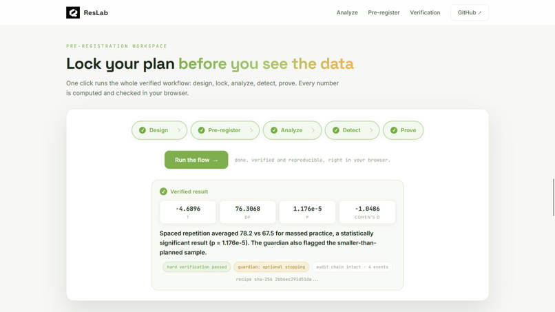ResLab: The Lab Notebook for Verified Research – screenshot 4