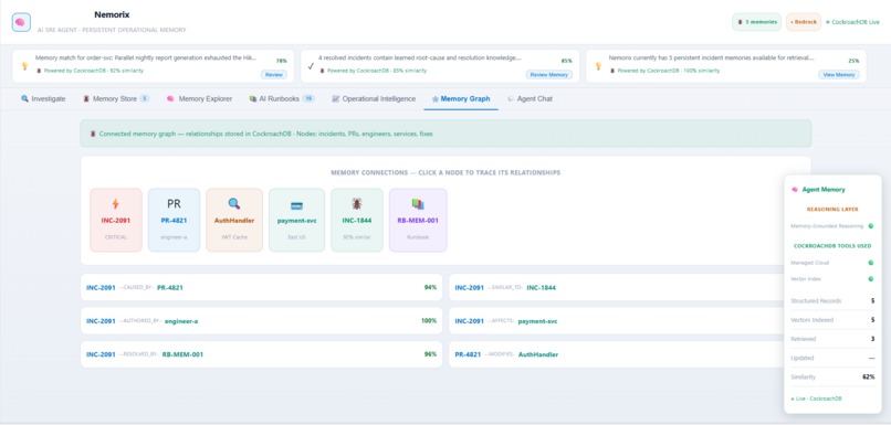 Nemorix - AI SRE Agent with Persistent Memory – screenshot 1
