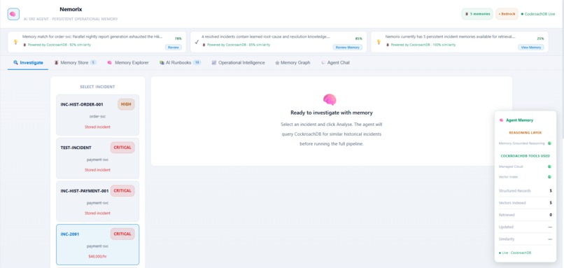 Nemorix - AI SRE Agent with Persistent Memory – screenshot 3