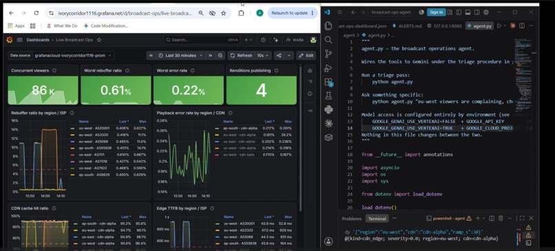 Broadcast Ops Agent — incident triage for live streaming – screenshot 1