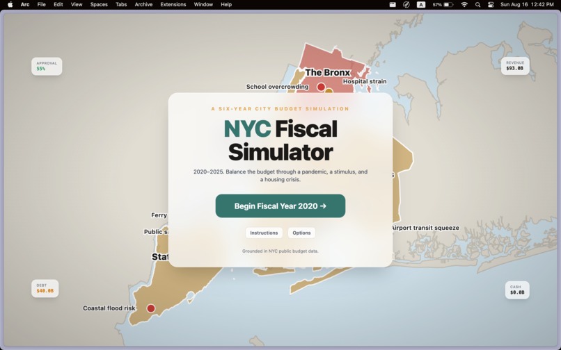 NYC Fiscal Simulator – screenshot 1