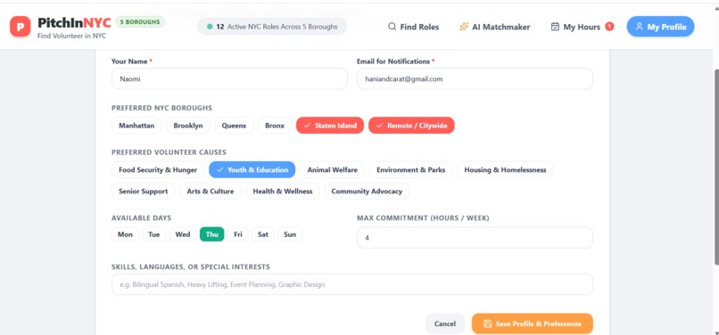 PitchInNYC - Volunteer Finder – screenshot 1
