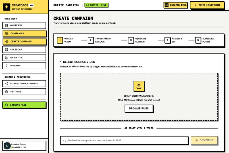 CreatorOS — Autonomous Content Pipeline & Postiz Engine – screenshot 2