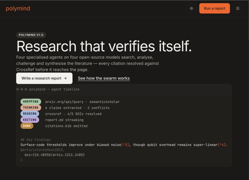 PolyMind - Autonomous Multi-Agent Research Synthesis – screenshot 1