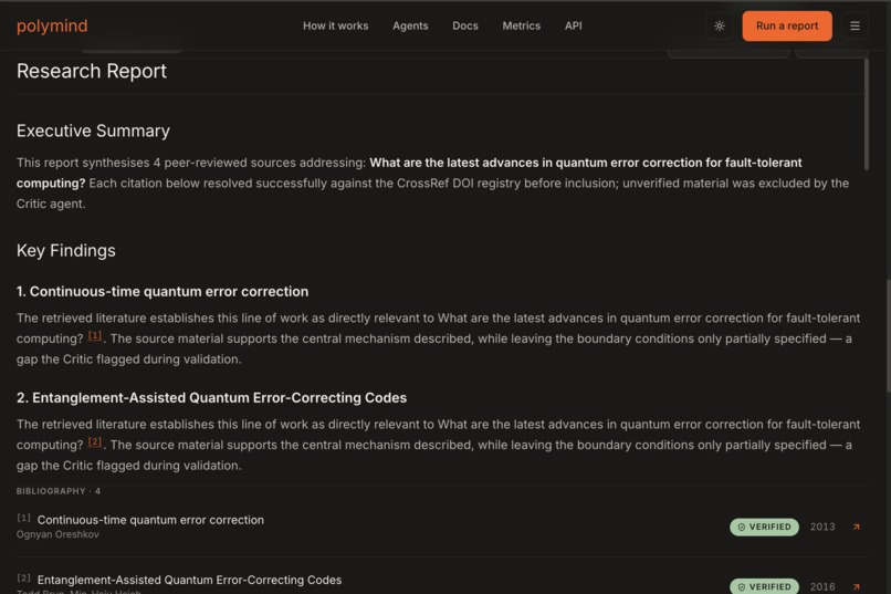 PolyMind - Autonomous Multi-Agent Research Synthesis – screenshot 3