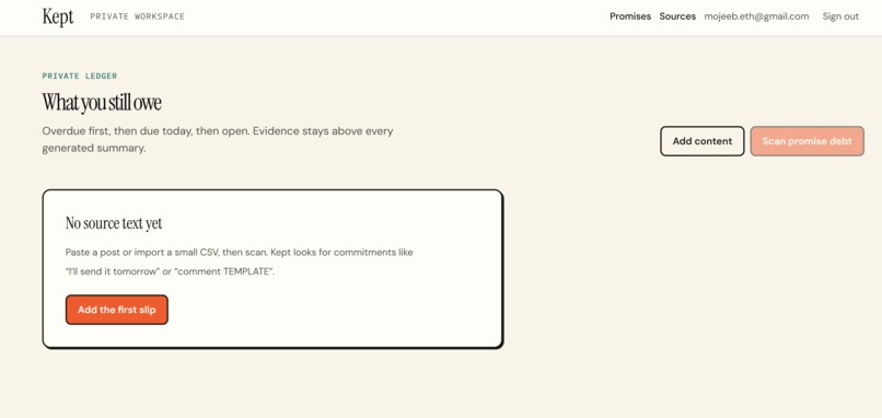 Kept  – screenshot 2