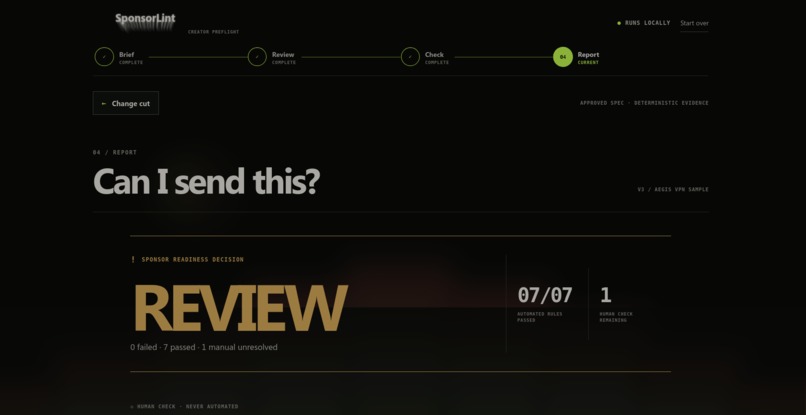SponsorLint – screenshot 2