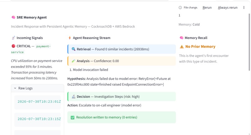 Distributed AI SRE Assistant with Agentic Memory – screenshot 1