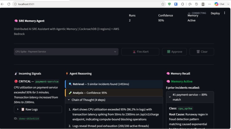 Distributed AI SRE Assistant with Agentic Memory – screenshot 3