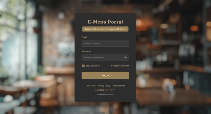 Touch E-Menu Portal: AI Assisted Operations and Analytics – screenshot 1