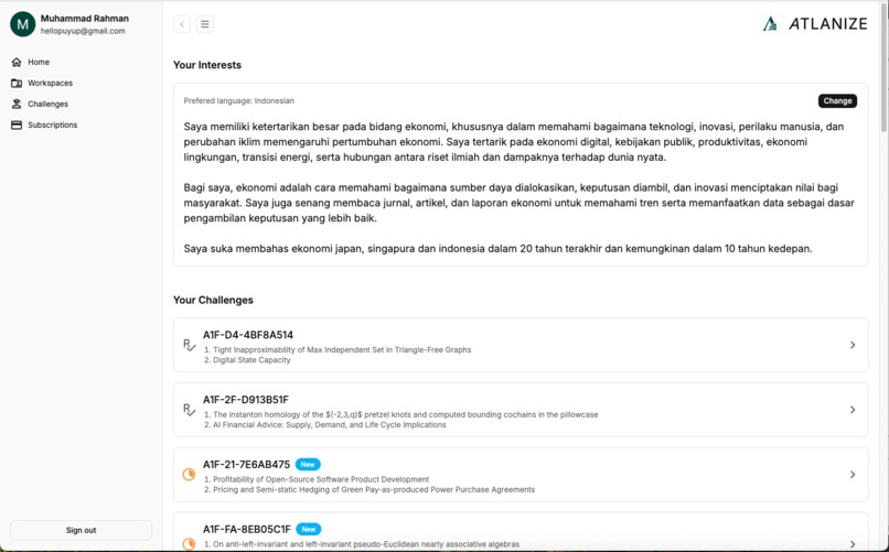 ATLANIZE - Sifting Research Papers Challenging Curiosity – screenshot 6