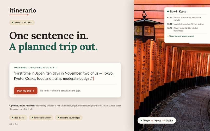itinerario — AI Travel Agent – screenshot 1
