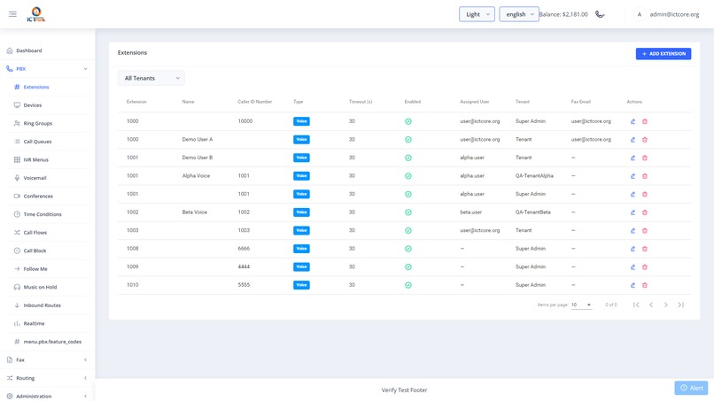 ICTPbx – screenshot 1