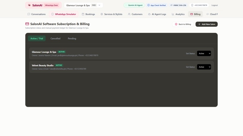SalonAI - WhatsApp Bookings Dashboard – screenshot 4