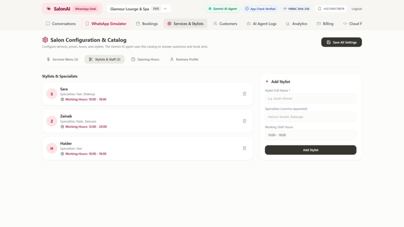 SalonAI - WhatsApp Bookings Dashboard – screenshot 7