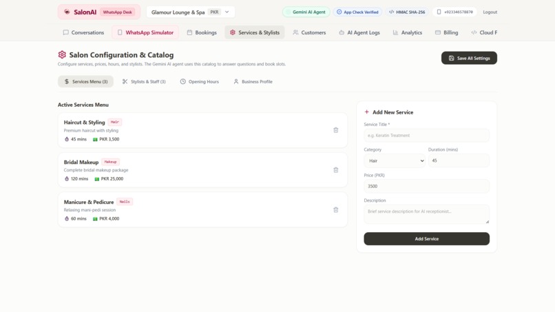 SalonAI - WhatsApp Bookings Dashboard – screenshot 8