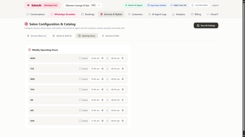 SalonAI - WhatsApp Bookings Dashboard – screenshot 9