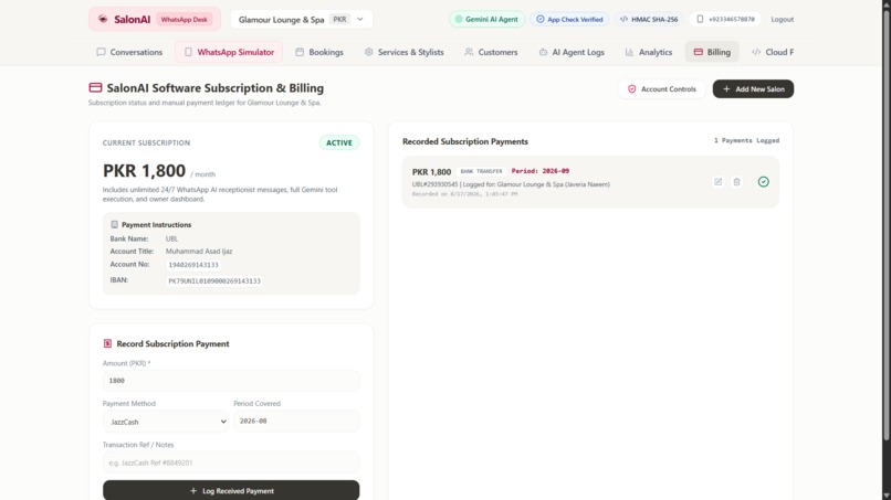 SalonAI - WhatsApp Bookings Dashboard – screenshot 10