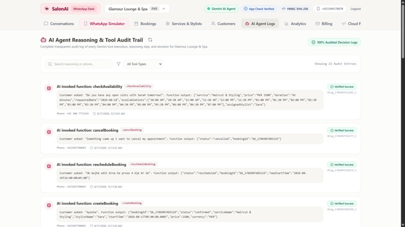 SalonAI - WhatsApp Bookings Dashboard – screenshot 11