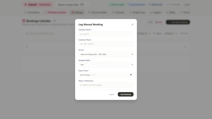 SalonAI - WhatsApp Bookings Dashboard – screenshot 14