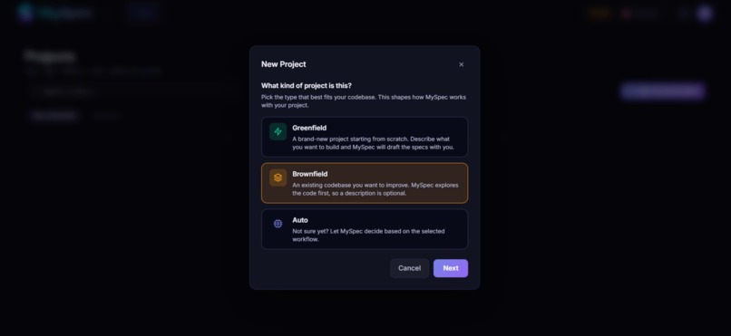 MySpec – screenshot 1