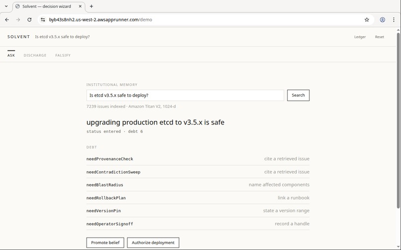 Solvent — Persistent Memory for Agentic Authority – screenshot 3