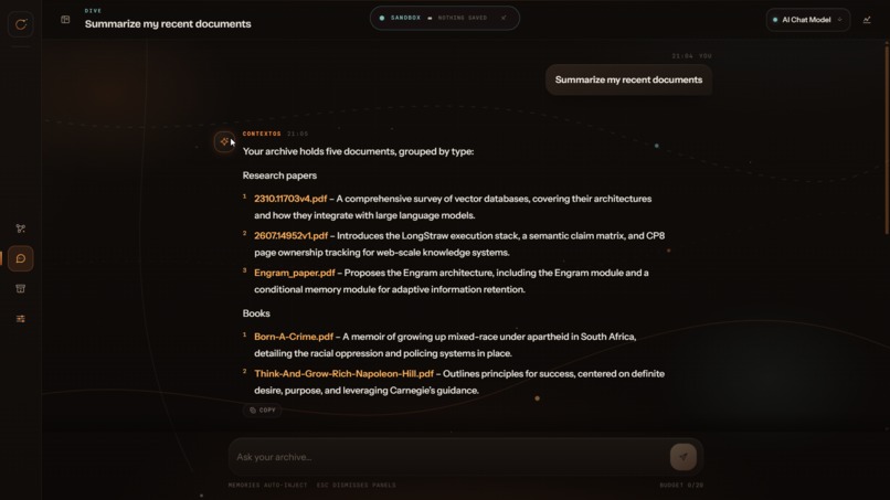 ContextOS — Persistent Memory for AI Agents – screenshot 1