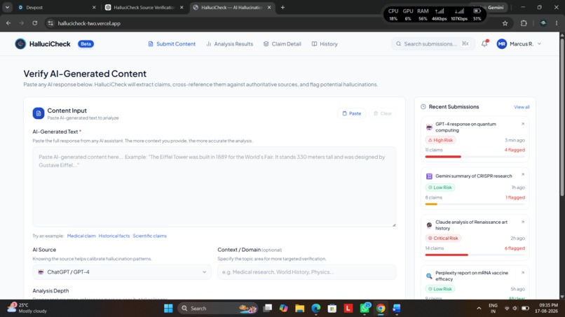 HalluciCheck – screenshot 2
