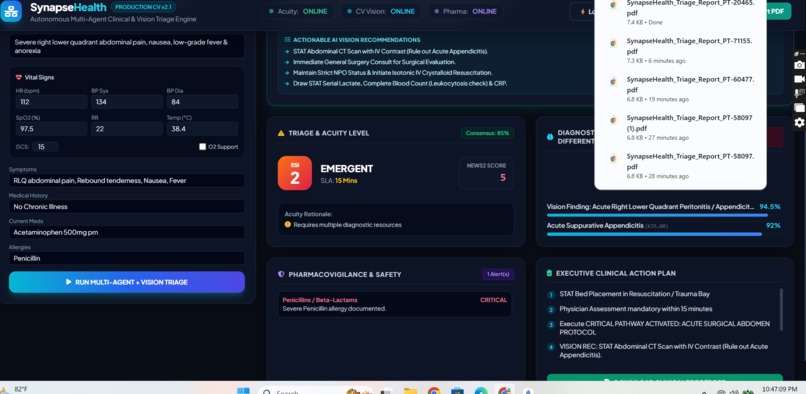 SynapseHealth: Autonomous Clinical Triage Engine – screenshot 5