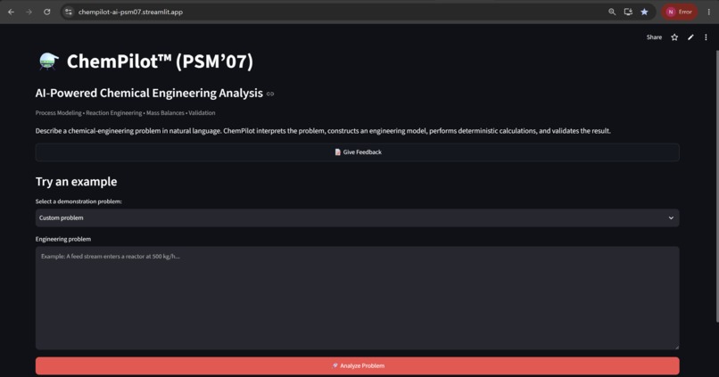 ChemPilot-AI Chemical Engineering Analysis & Validation – screenshot 2