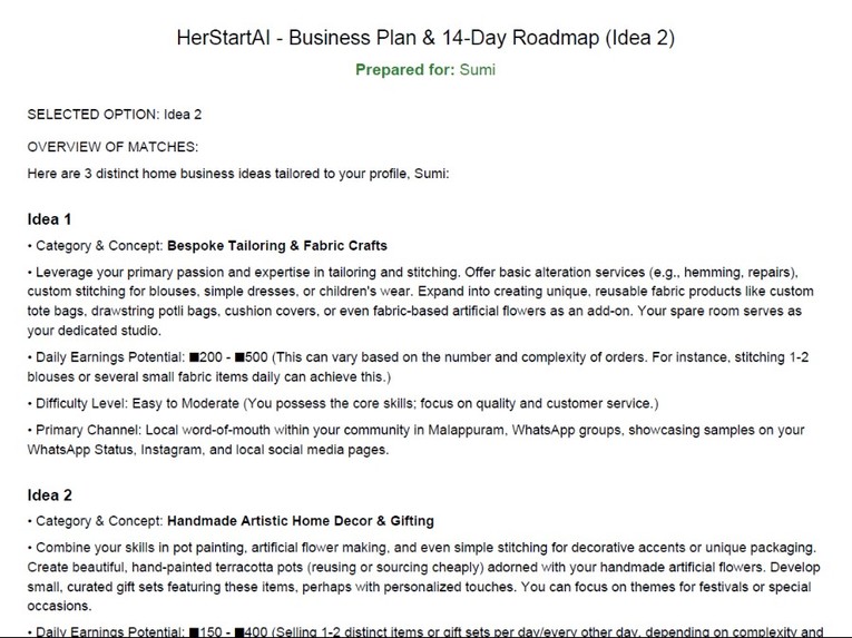 HerStartAI – screenshot 3