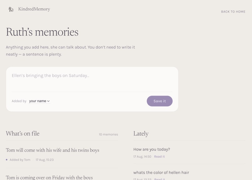 kindred-memory – screenshot 2