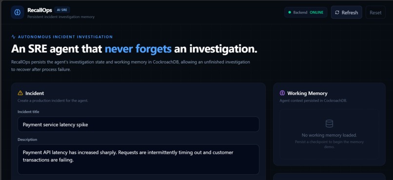 RecallOps : Autonomous Incident Investigation Agent – screenshot 2