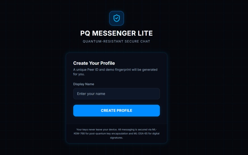 PQ Messenger Lite: Post-Quantum Secure Messaging – screenshot 1