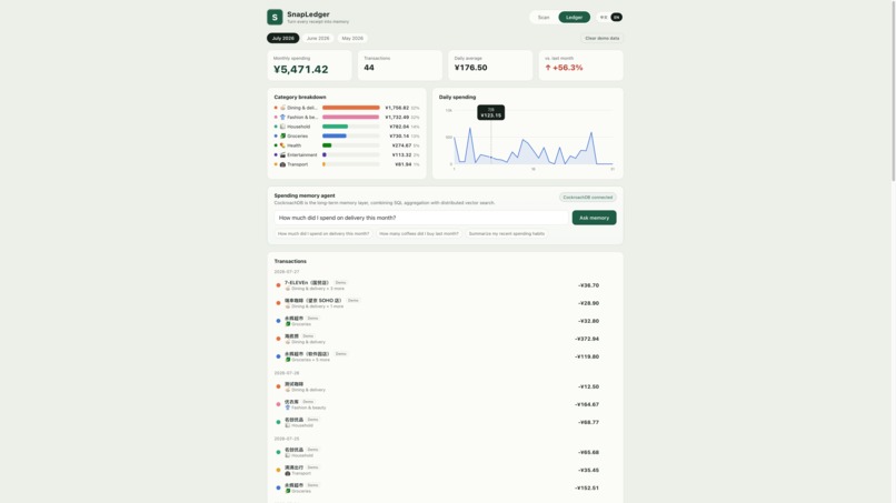 SnapLedger Memory — a spending agent that never forgets – screenshot 2